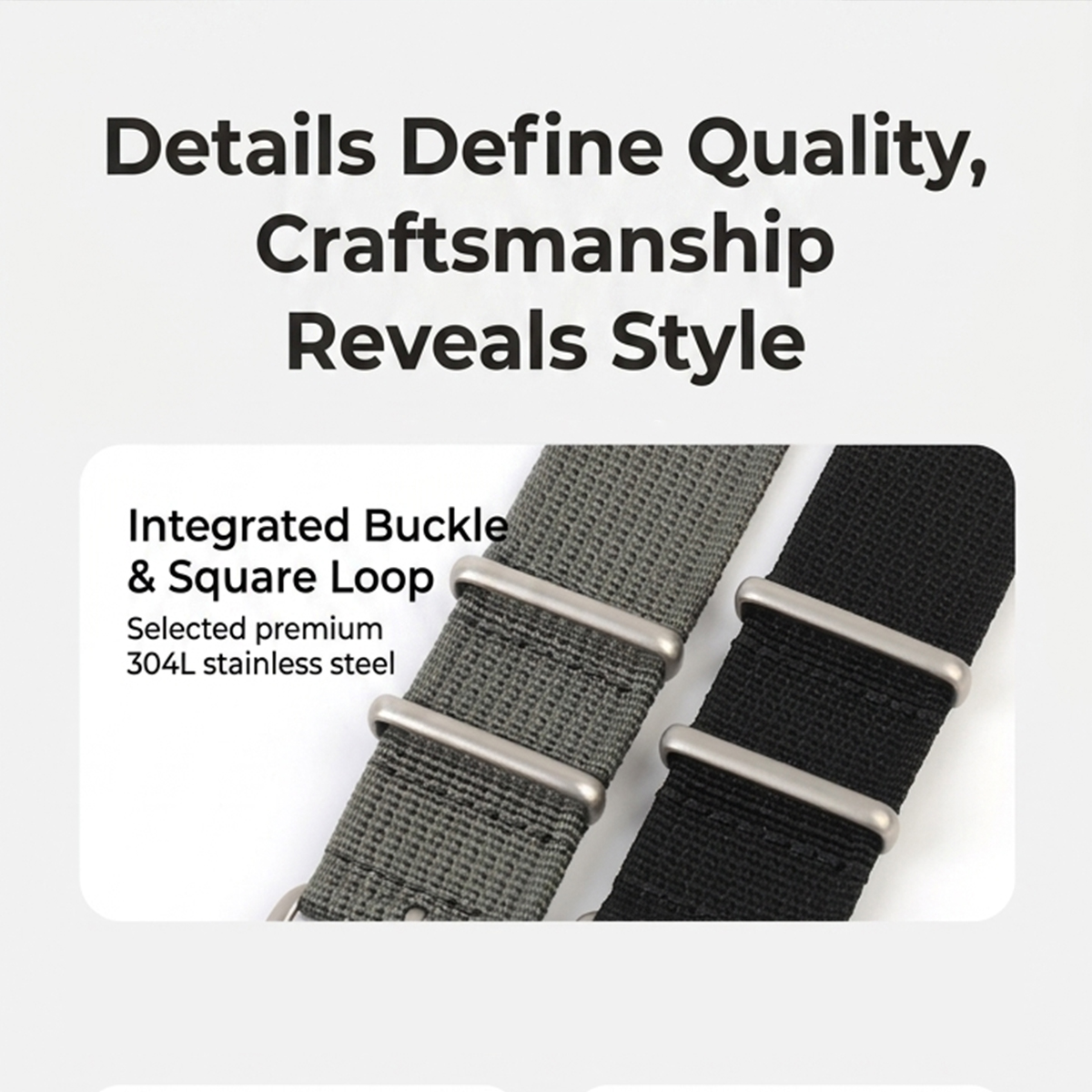 Universal Single Pass Nylon Watch Strap 18mm 20mm 22mm,304L Stainless Steel Buckle High-Density Stitched Edge NATO Band Wholesale