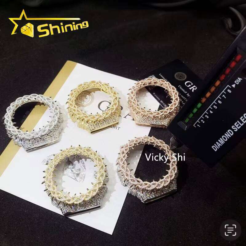 Hip-hop jewelry iced-out case accessories 925 sterling silver Buss Down moissanite watch bezel