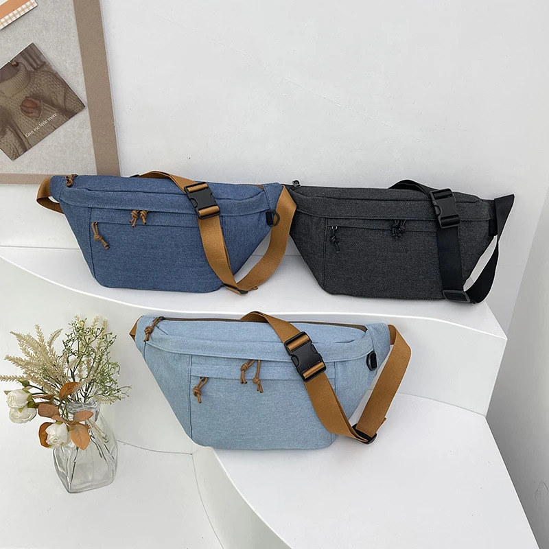 Women Chest Bags Street style Waist Bag Denim Shoulder Unisex Large Capacity Fanny Packs Casual Crossbody Belt 260423