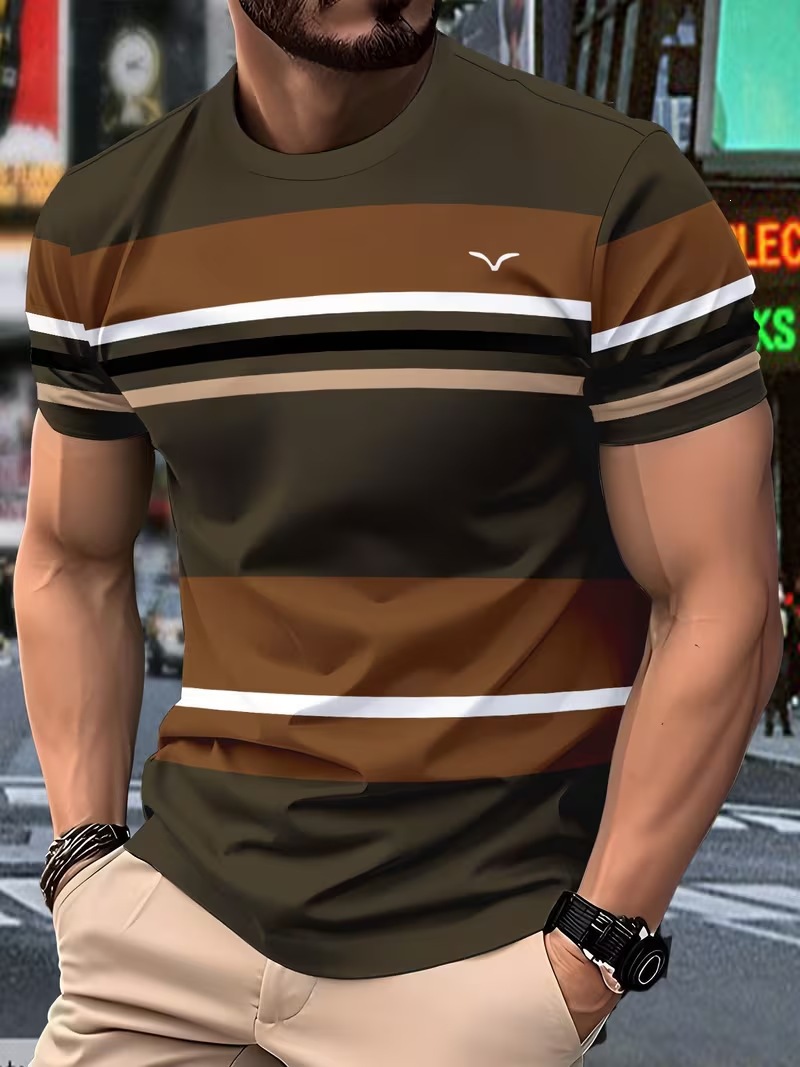 Free shipping luxury Men's t shirt Minimally designed printed men's T-shirt casual round neck short sleeved shirt