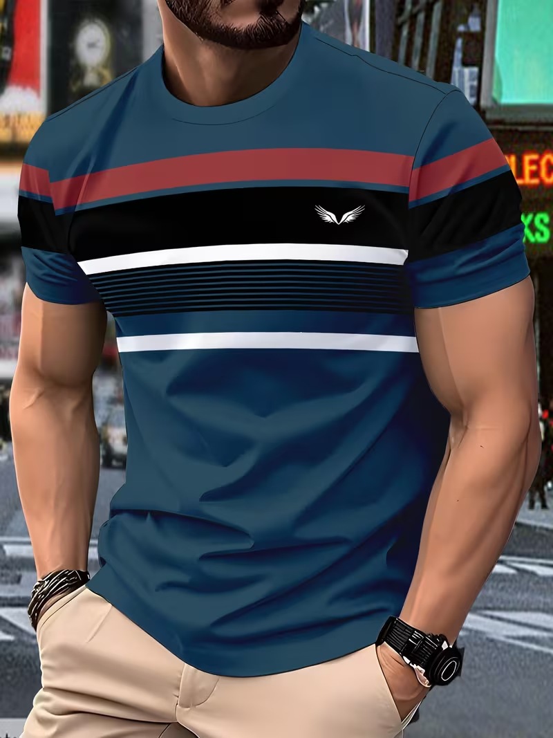 Free shipping luxury Men's t shirt Minimally designed printed men's T-shirt casual round neck short sleeved shirt