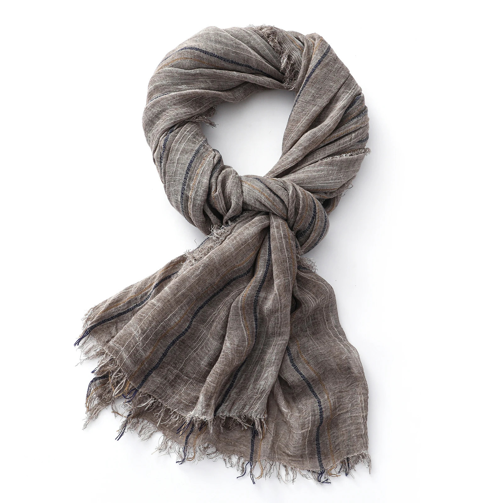 Fashion Striped Cotton Linen Scarf for Men Women Autumn Winter Long Soft Shawls and Wraps Short Tassel Bufanda Male Accessories 260423