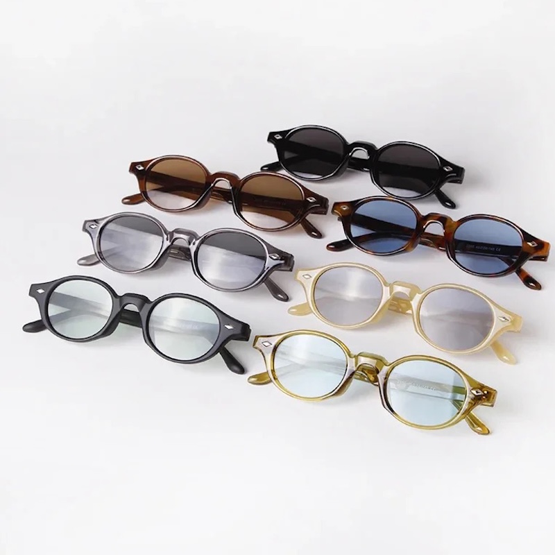 Retro Small Oval Sunglasses Women Brand Design Rivet Blue Tortoise Shell Sun Glasses Outdoor Men Shades UV Protection Y2K Travel Beach Korean CB Fashi