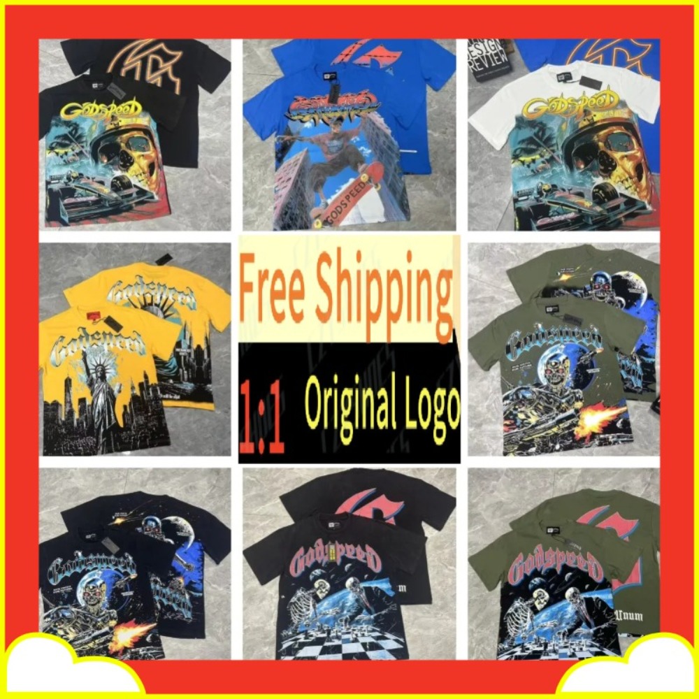 Designer mens t shirt god speed hip hop tee beach hipster fabric printing men women street casual washed black high-quality short world2026cup