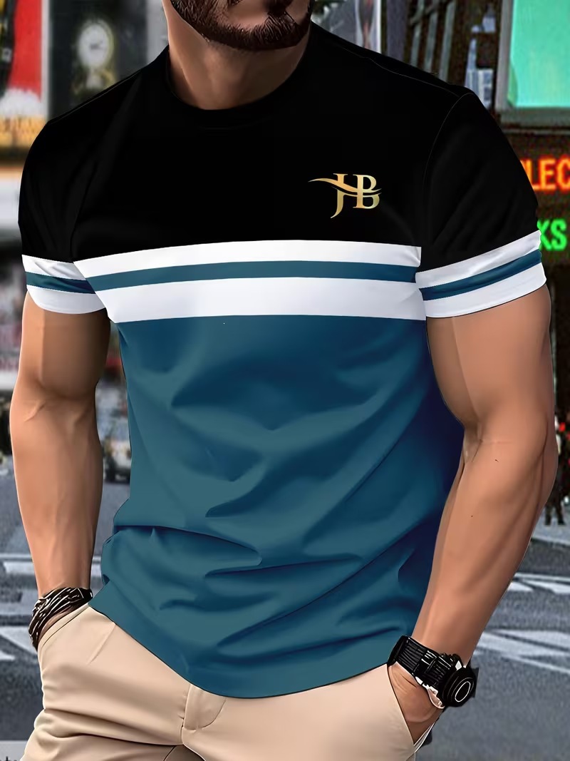 Free shipping luxury Men's t shirt Minimally designed printed men's T-shirt casual round neck short sleeved shirt