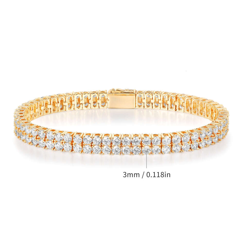 New 3MM copper inlaid zircon tennis bracelet with spring clasp, double row Tennisbracelet, trendy factory wholesale - view 5