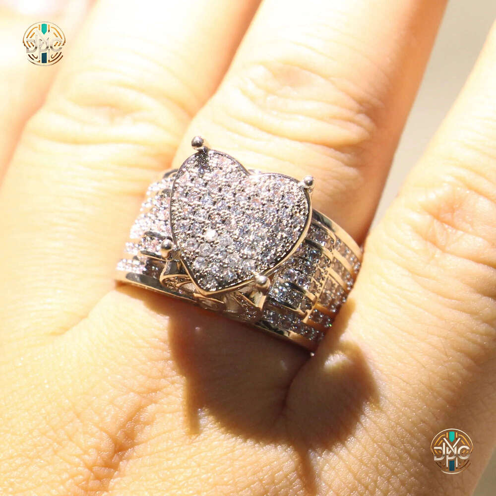 Choucong Top Selling High Quality Vintage Jewelry 925 Sterling Silver Pave White Saaphire CZ Diamond Eternity Women Wedding Heart Band Ring