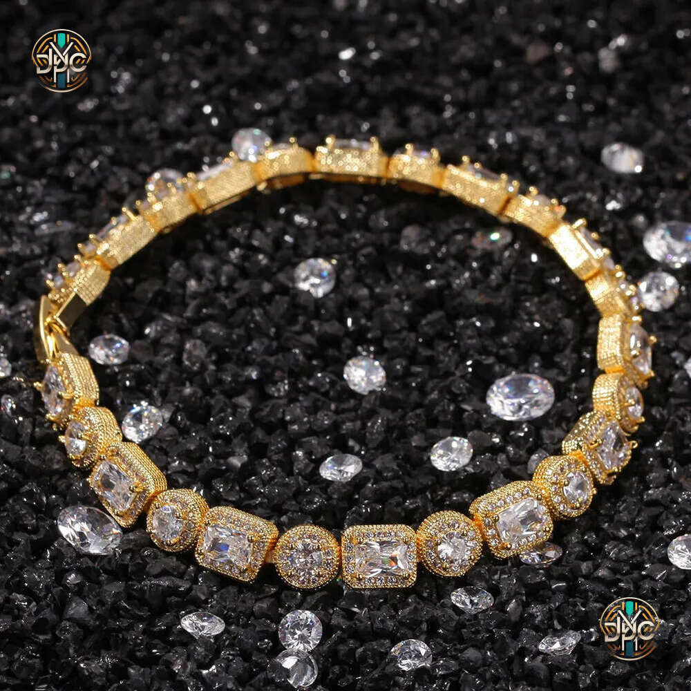 Iced Out Chain Bracelet Square Round Mens Silver Gold Tennis Bracelets Fashion Hip Hop Jewelry