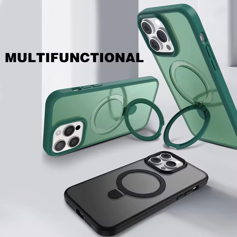 Luxury Metal Ring Stand Armor Magnetic For Magsafe Wireless Case With Camera Lens Film Shockproof For iPhone 17 Air 16 15 14 13 12 11 Pro Max Plus Sam
