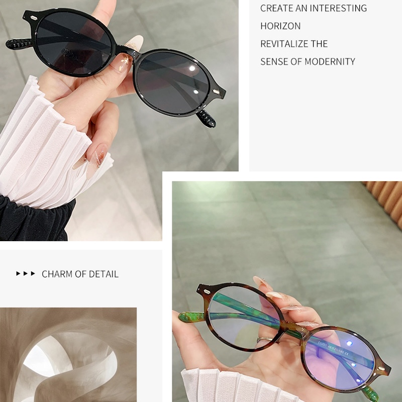 Retro Small Oval Sunglasses Women Men Rivets Shades Fashion Eyewear Luxury Sun Glasses UV400 Female Y2K Beach Futuristic Minimal Korean CB Fashion Acc