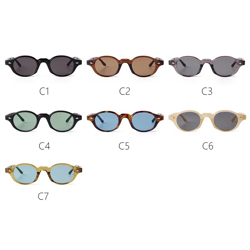 Retro Small Oval Sunglasses Women Brand Design Rivet Blue Tortoise Shell Sun Glasses Outdoor Men Shades UV Protection Y2K Travel Beach Korean CB Fashi
