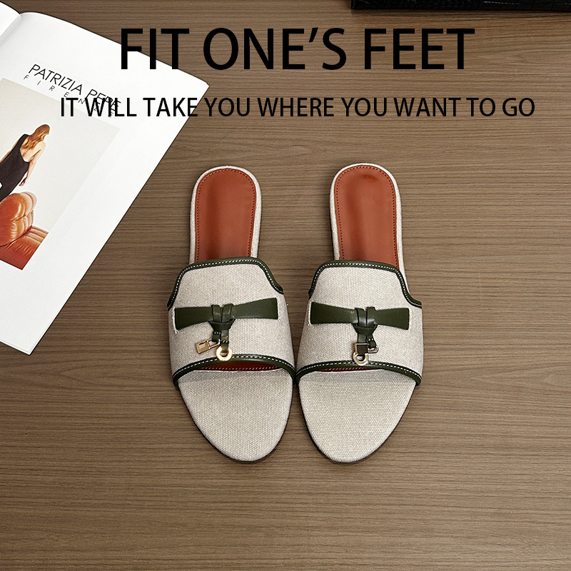 HZGUSIFU Hot new free shipping designer slippers for womens flat slippers green brown black Fashionable and versatile flat bottomed beach sandals