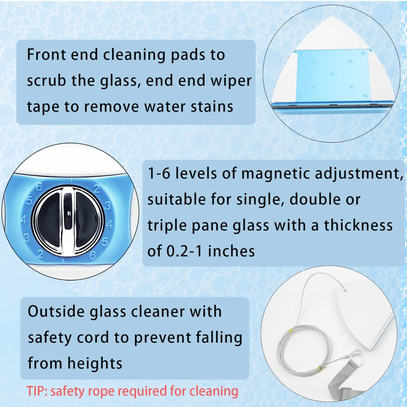 Adjustable Magnetic Double Window Glass Wiper Glider Washing Brush Equipment Cleaning Brush Wiper Tools for High-Rise 260422 - view 6