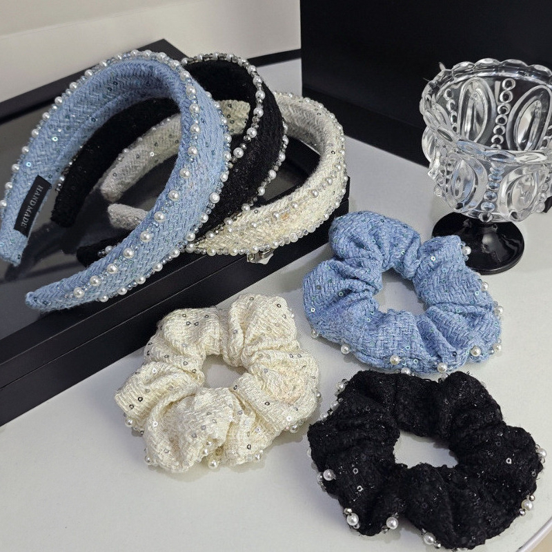 France style retro vintage luxury pearl headband hairclip for women fashion letters designer light blue hair band face wash headbands hair clips jewelry