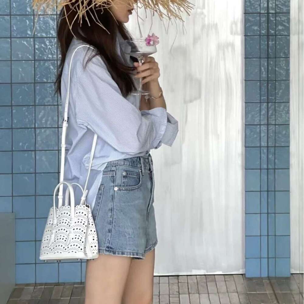 French Niche Hollow Out Genuine Leather Bag, Women Exquisite Mini Shoulder Crossbody Handbag, Retro Luxury Designer Style, Daily Casual Commuter Purse