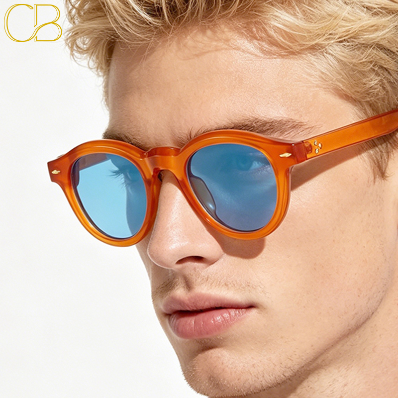 Small Round Sunglasses Women Retro Clear Ocean Lens Shades UV400 Men Rivets Punk Sun Glasses Thick Steampunk Beach Travel Shades Oval UV400 CB Fashion