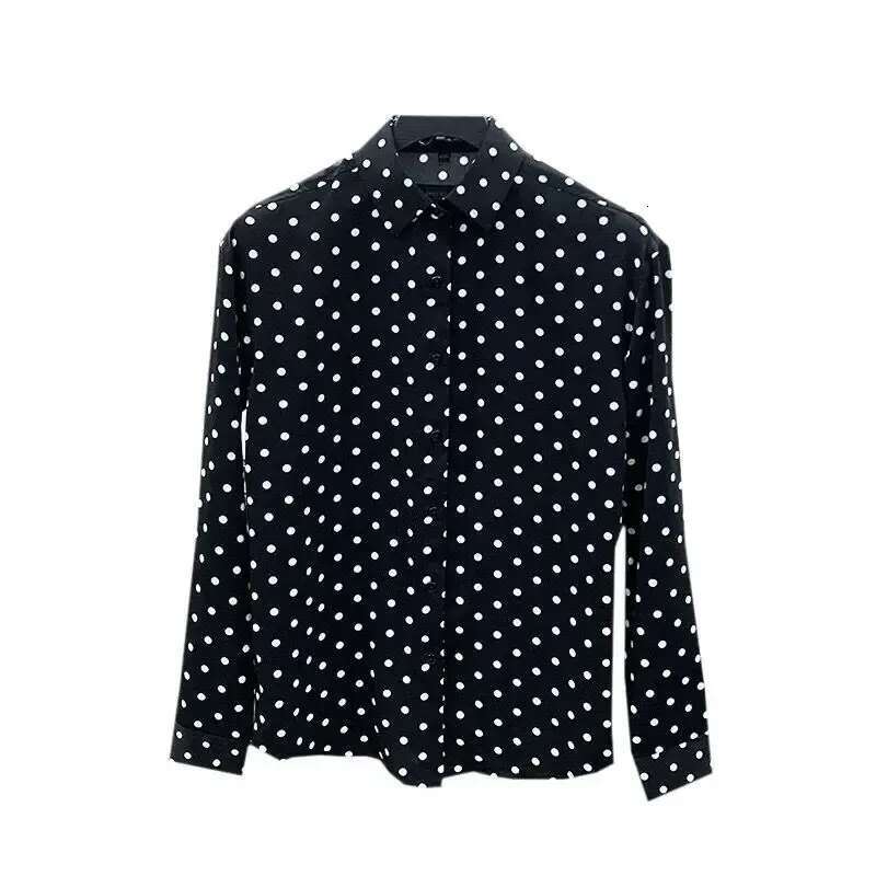 Fashion Men Shirt Polka Dot Print Lapel Long Sleeve Casual Button Business Shirts Streetwear 2024 Handsome Camisas Tops A158 DJ5370