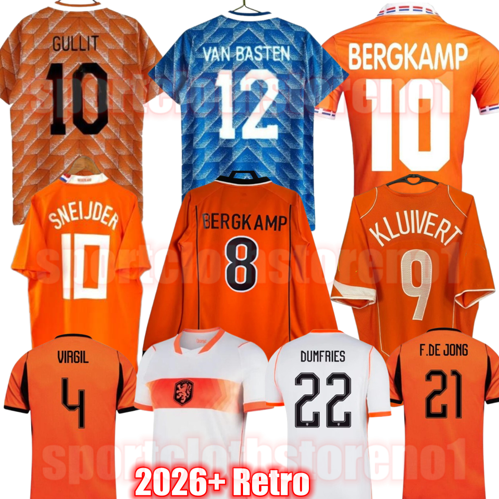 Nederland elftal 2026 world Cup Soccer Jerseys Holland 1988 98 Retro Football Shirt GULLIT VIRGIL KLUIVERT BERGKAMP Netherlands 2004 2010 1980 Long sleeve Kit Kids