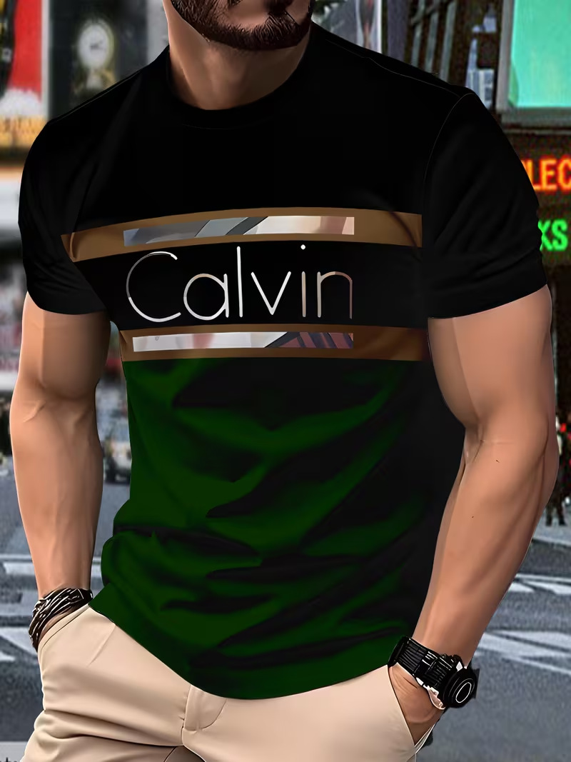 hot Free shipping luxury Men's t shirt Fashionable letter pattern printed T-shirt casual sports men's round neck short sleeved top