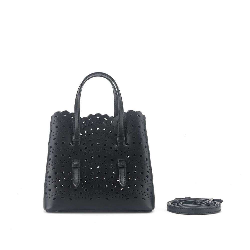 French Niche Hollow Out Genuine Leather Bag, Women Exquisite Mini Shoulder Crossbody Handbag, Retro Luxury Designer Style, Daily Casual Commuter Purse