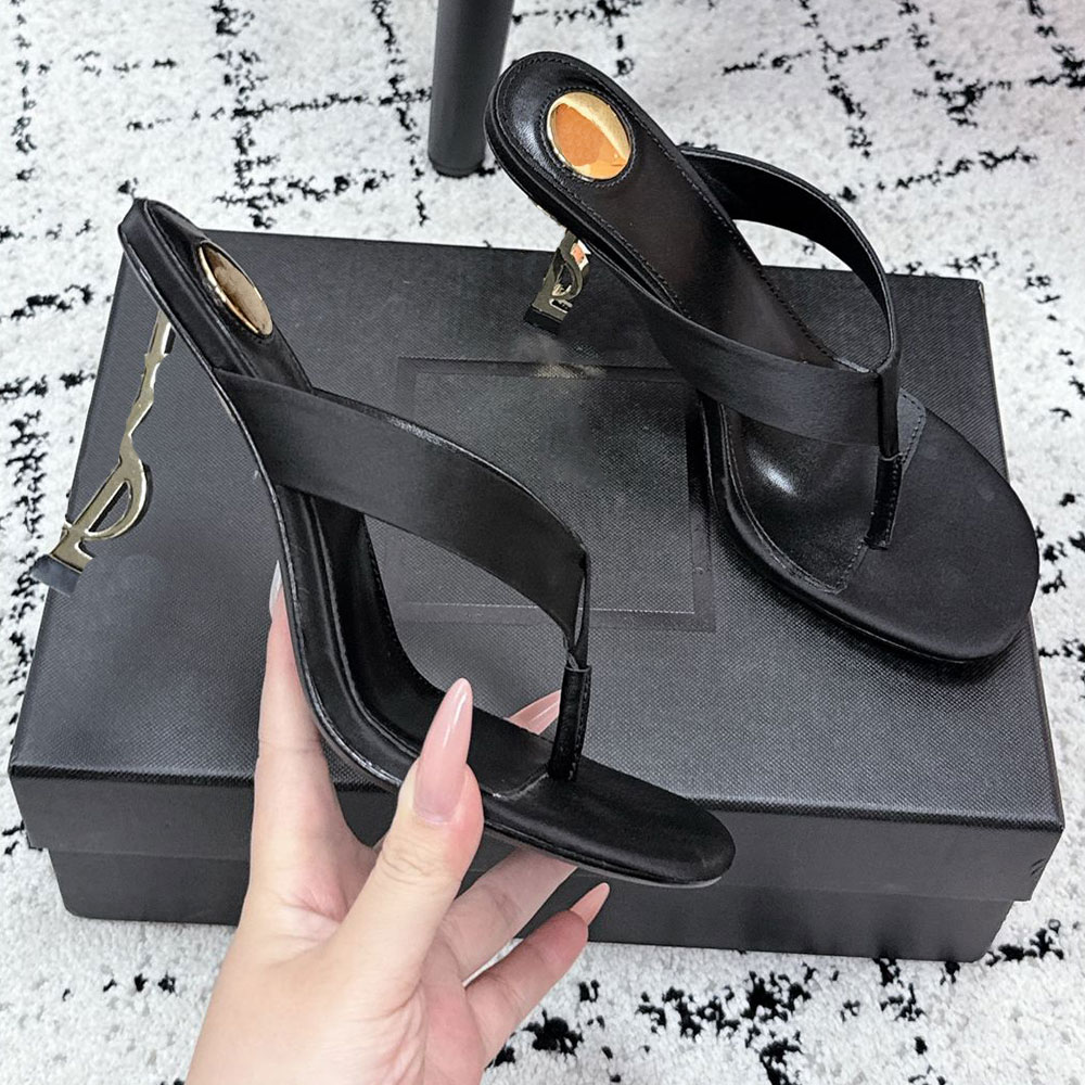 Opyum mules in satin crepe designer thong sandals luxury womens mule 862941A fashion brand spring summer mule Y shaped strap thong sandal leather lining and sole