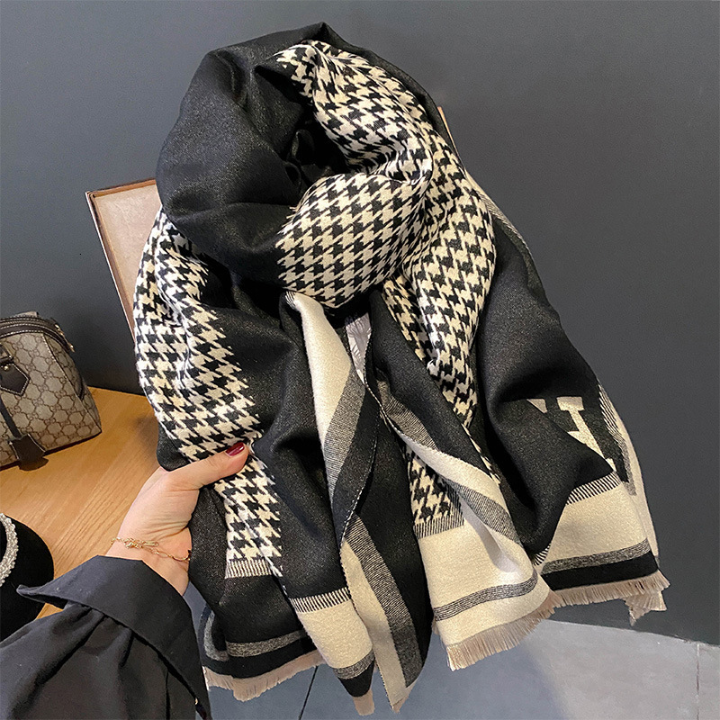 Designer Scarf - Luxurious Women's Wrap Fashionable Wool Scarf Warm and thick decorated with tassels it is a windproof neckline scarf and wrap fo - view 5