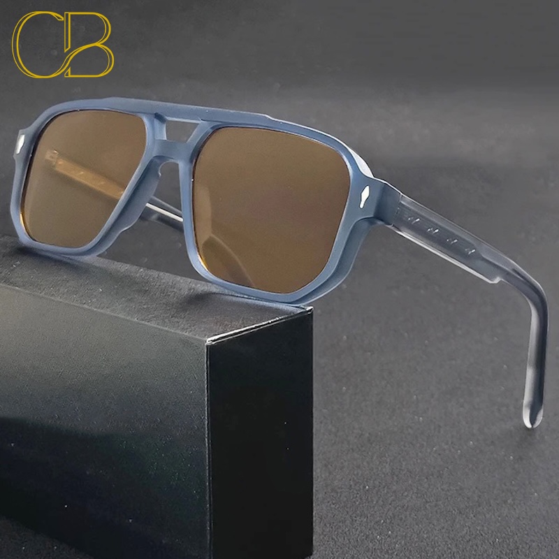 CB Retro Punk Sunglasses Pilot Men Vintage Flat Top Double Bridges High Quality Sun Glasses Women Travel Party Festival Eyewear Beach Steampunk UV400