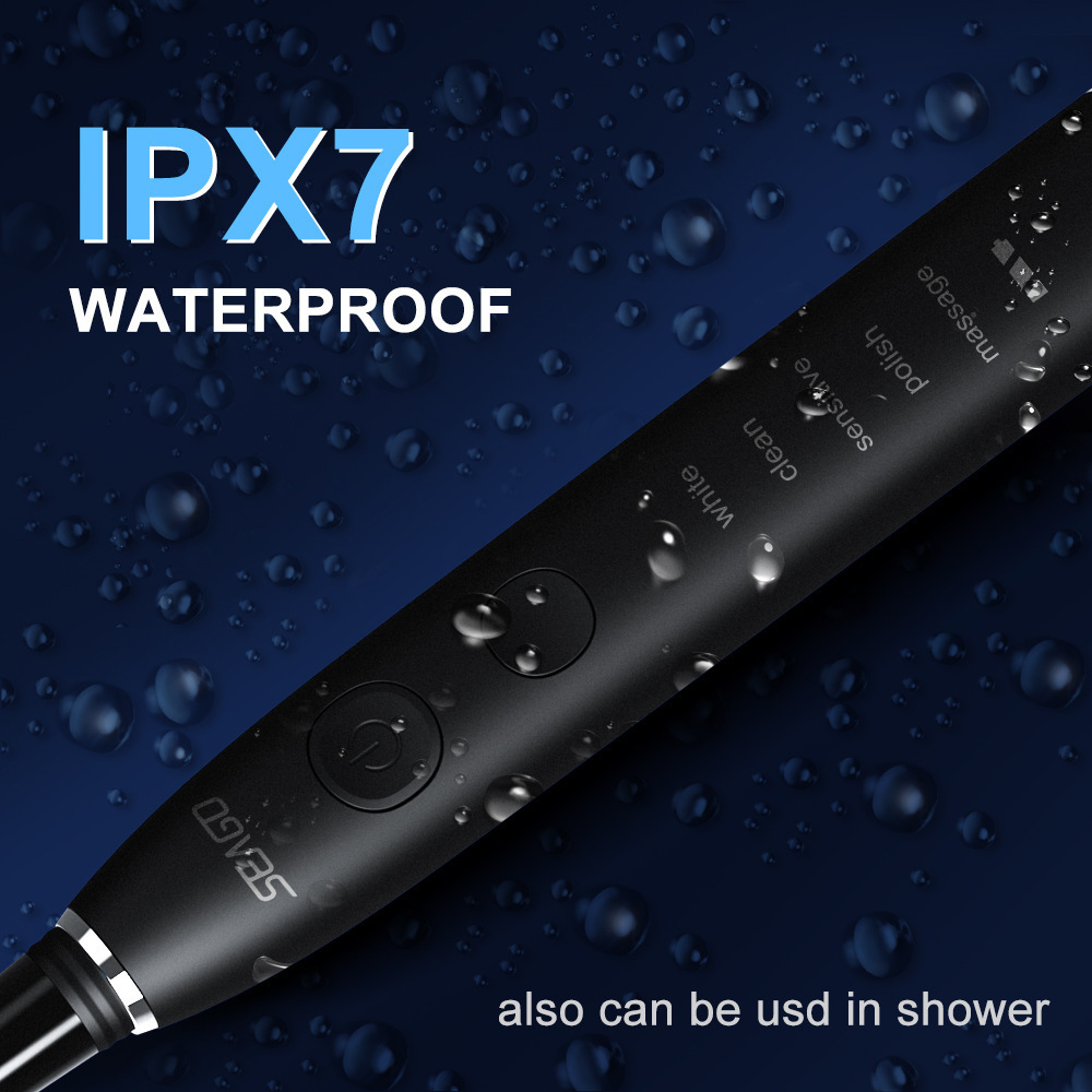 SEAGO Sonic adult waterproof electric toothbrush rechargeable teeth whitening replaced with 8 brush heads SG540 241031ww