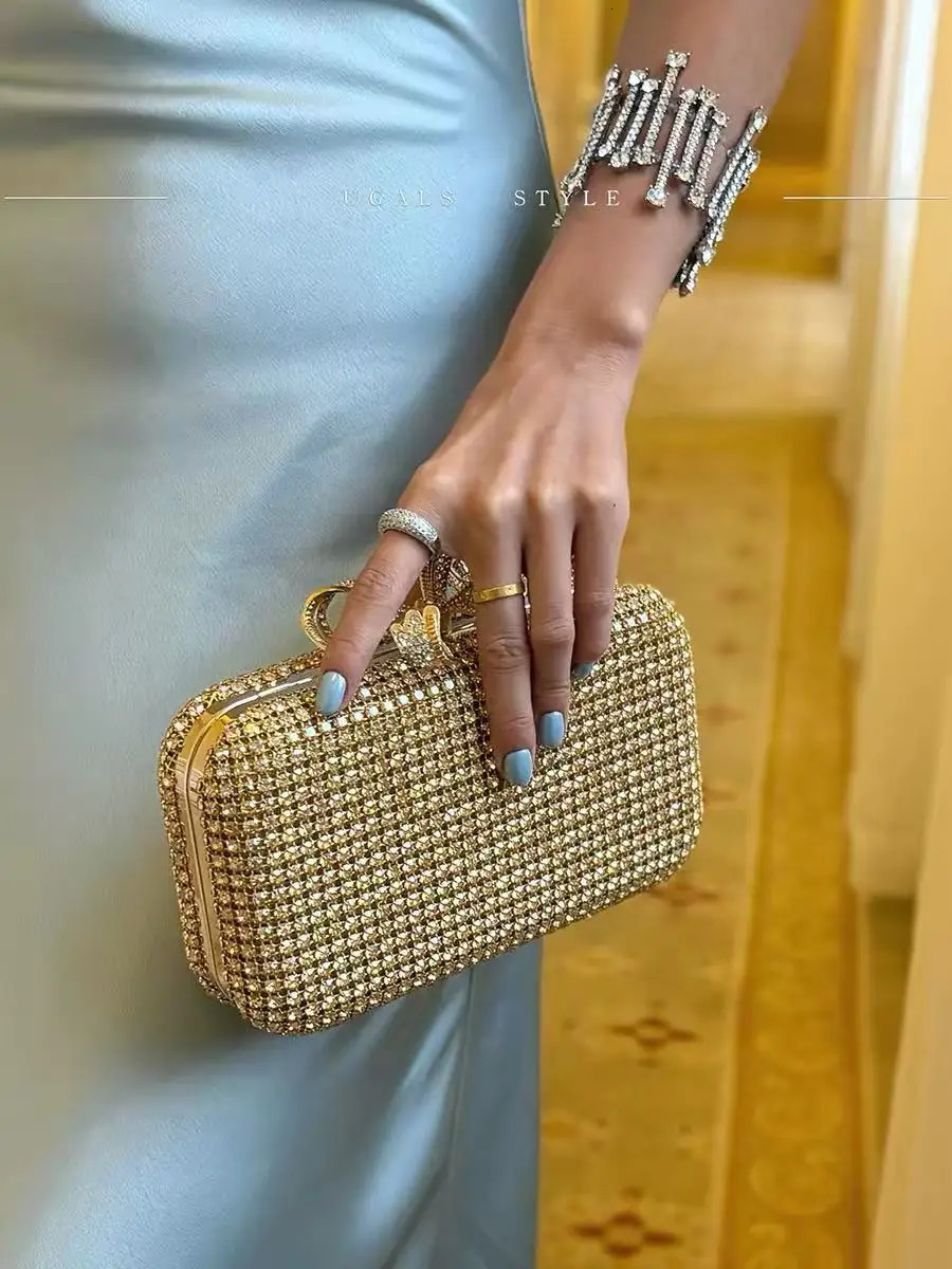 Glitter Metallic Bow Knot Evening Bag Wedding Party Exquisite Clutch Purse Women Handbag Crystal Rhinestones Diamond Banquet Bag 260424