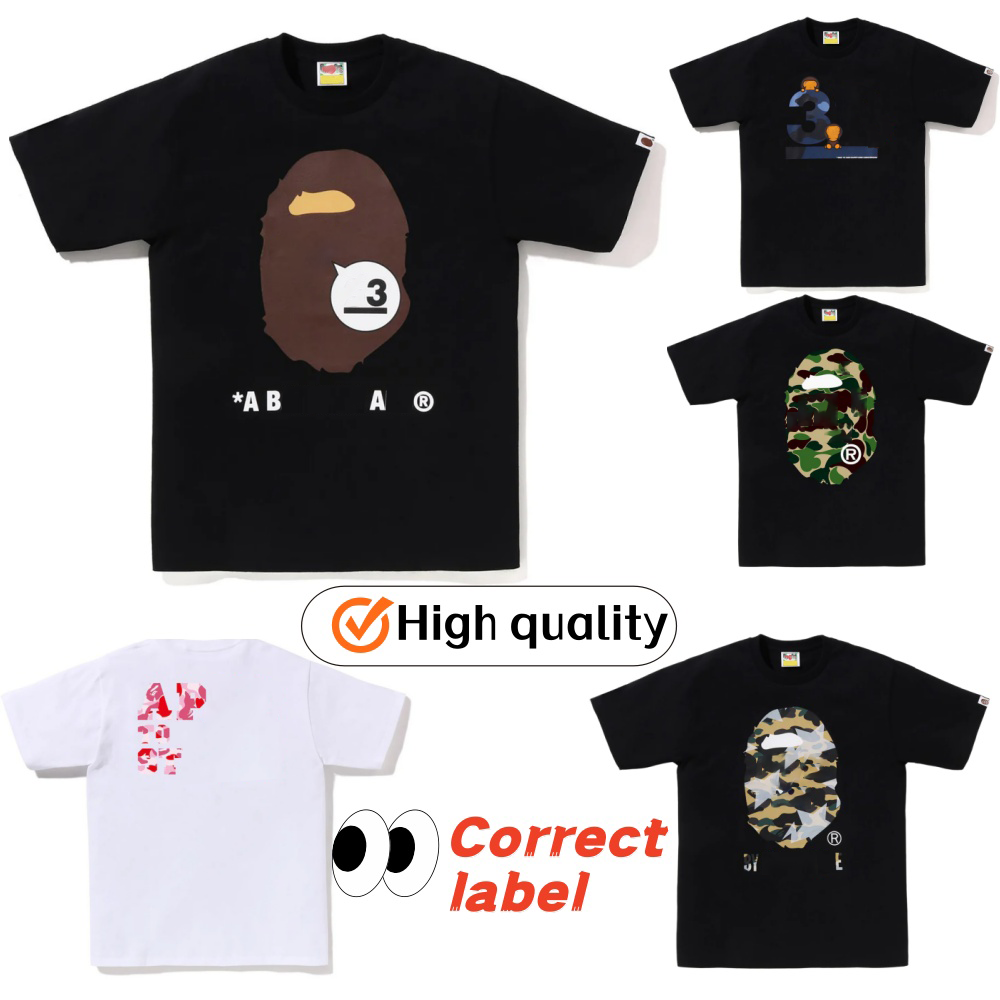 2026 10A Casual Street Ape Graphic Print Men T Shirts Loose Oversized Cotton Short Sleeve Hip Hop Couple Tees Wholesale
