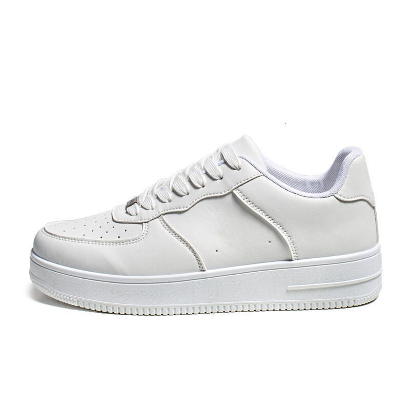 Men Classic All White Platform Sneakers, Lace-up Thick Sole Casual Leather Skate Shoes
