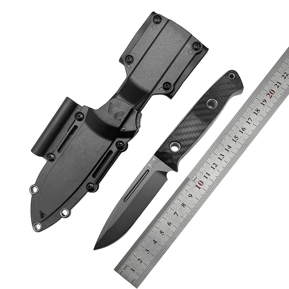 Straight Knife Nylon Fiber Handle D2 Blade Outdoor Hunting, Combat, Defense, Cutting and Multi-functional Camping Tool BM 163BK