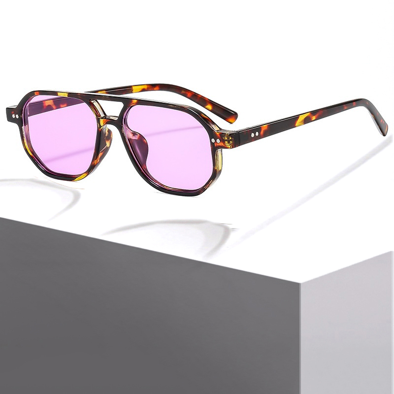 Vintage Pilot Sunglasses Double Bridges Polygon Square Men Clear Ocean Lens Rivets Sun Glasses Women Lightweight UV400 anti blue light CB Fashion Acce