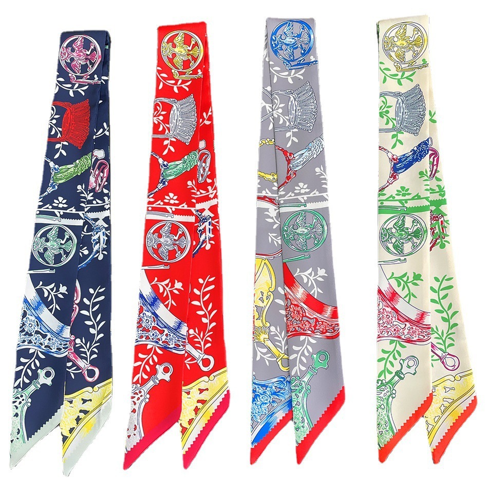Designer Scarves Silk Scarves Floral-patterned Scarves Headbands Hair Bands Printed Women's Handbag Straps Decorative Lines Fashionable Embellish
