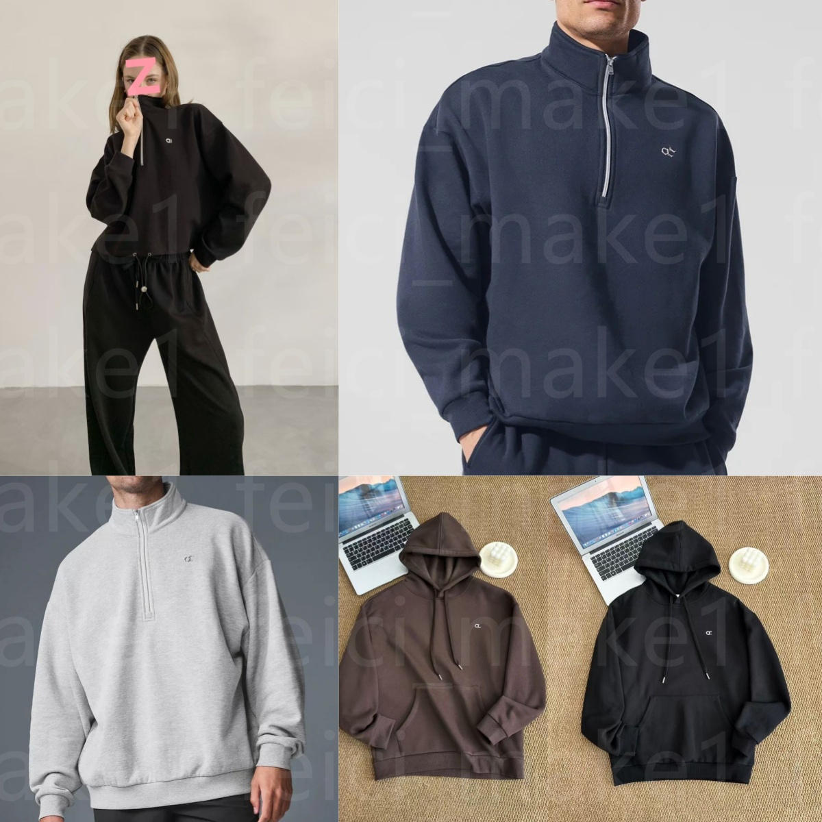 HOT Women Men Hoodies Sets Designer Sweatshirt Hoodie sweat set Jacket Quarter Pullover quarter zip Yoga 1/4 Full Zip Crew Neck Pants men Clothes