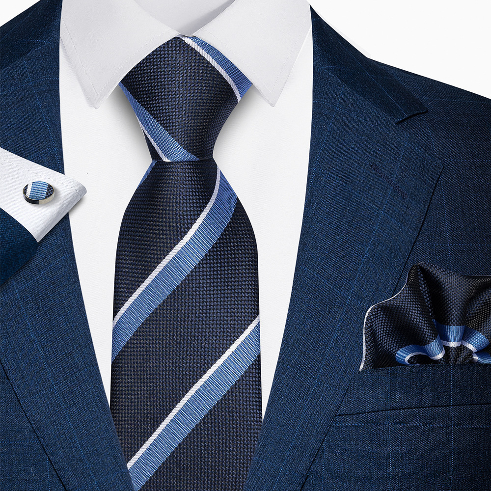 Men Tie Purple Solid Floral Silk Wedding Tie For Men DiBanGu Hanky Cufflinks Business Gift Tie Set For Men SJT-7266 24120