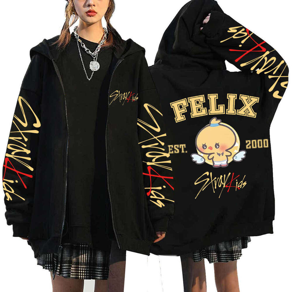 Solid Color Hoodie Women Pure Tone Minimalist All Match Daily Travel Streetwear Q-version Stray Kids Dominate merc