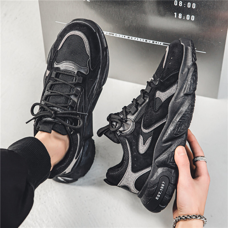 Men's Dad Shoes New Autumn Trend Versatile Mesh Casual Youth Shock Absorption Running Sports Height Increasing
