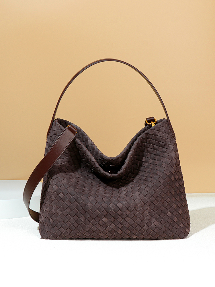 Vintage Pebble-Weave Shoulder Bag Women's Large-Capacity Convertible Crossbody Bag Perfect for daily commuting and casual outings