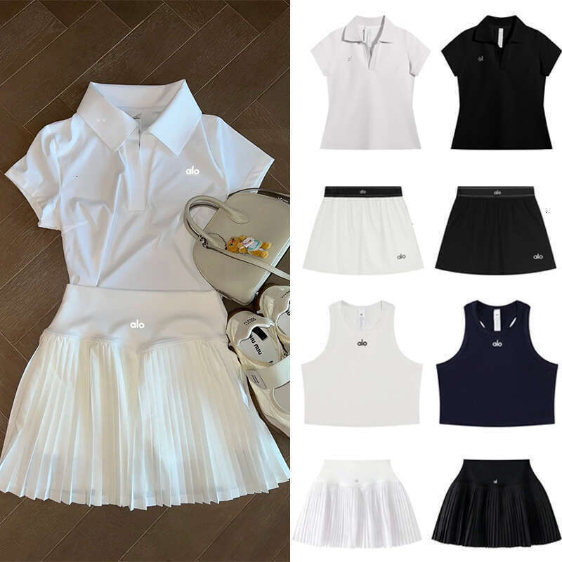 5A New Sets Women clothes Sweat Set Tennis Polo Shirt alosetisms Short Skirt Set Yogas Gym Clothing Women Set Designer Women Sports Bra Short Skirt Sets Breathable gym