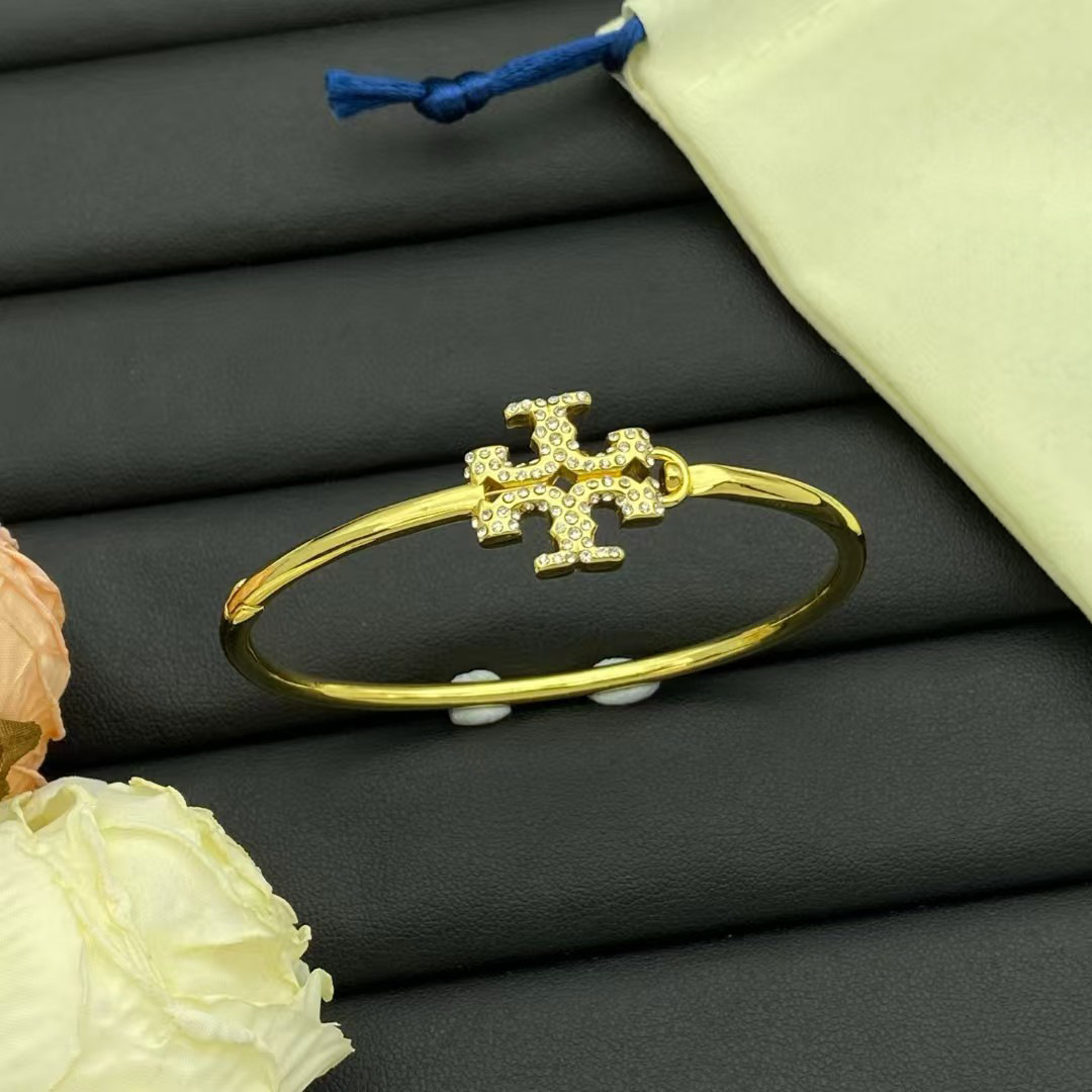 Designer Tory BraceletTory Jewelry Burchy 2025 New TB Home High-end Diamond-studded Bracelet Fashionable Light Luxury Double T Logo Bracelet