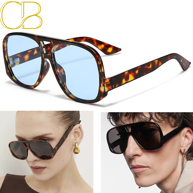 Retro Fashion Y2K Punk Oversize Big Sunglasses Women Men Sun Glasses Classic Vintage UV400 Outdoor Shades Double Bridges Pilot Candy Color CB Fashion 