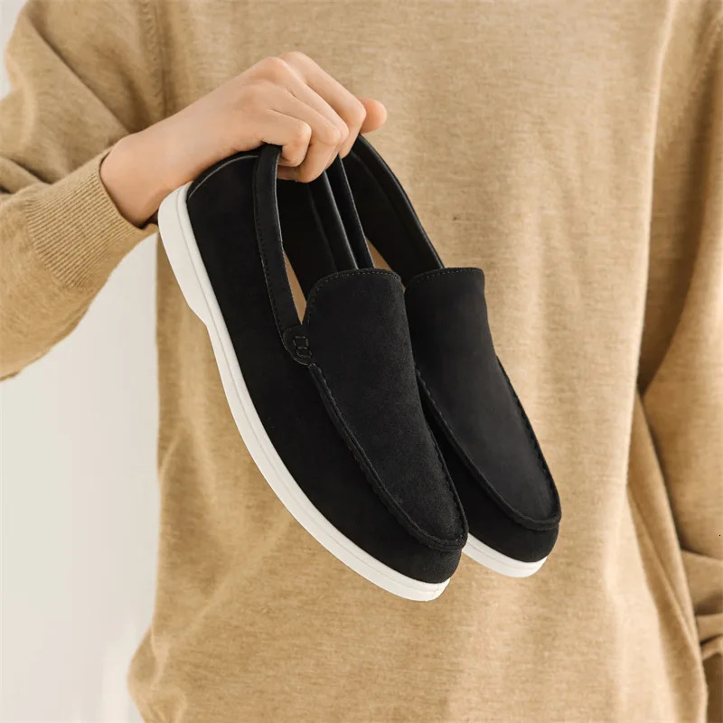 Mens Casual Shoes Suede Leather Loafers Classic British Style Men Shoes Lightweight Soft Moccasins Male Slip on Driving Flats 260424