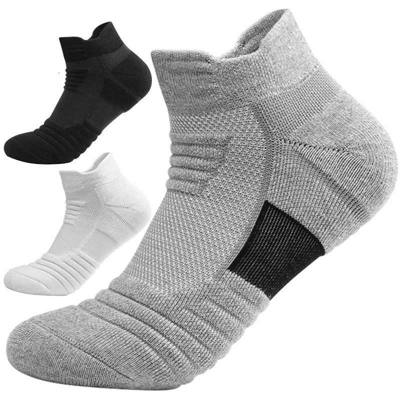 5 Pairs Men Cushion Performance Athletic Crew Socks Running Basketball Outdoor Sports Ankle Socks High Tube Autumn Winter Socks 260424