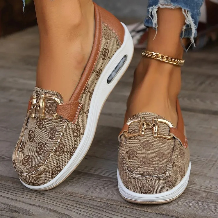 Casual shoes Fashion Soft Sole Comfortable Women's Slip-on Shoes New Print Design Large Sizes 36 -43 Versatile Casual Sports Shoes Brown