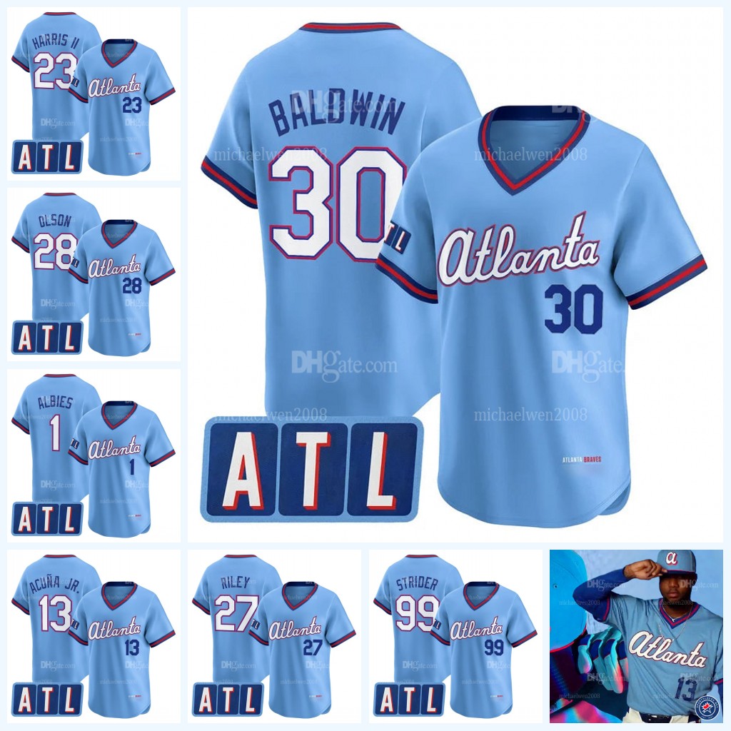 Atlantas Braves 2026 City Connect Baseball Jersey Drake Baldwin Ronald Acuna Jr. Michael Harris II Marcell Ozuna Spencer Strider Austin Riley Matt Olson Ozzie Albies