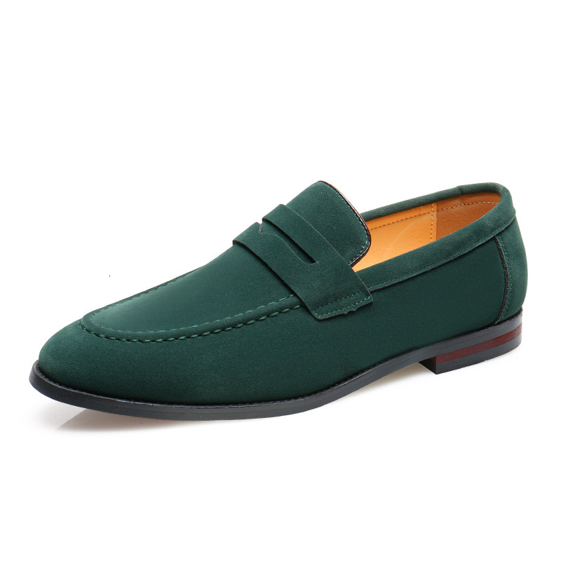 Men Black Suede Penny Loafers, Slip-on Casual Business Dress Driving Shoes