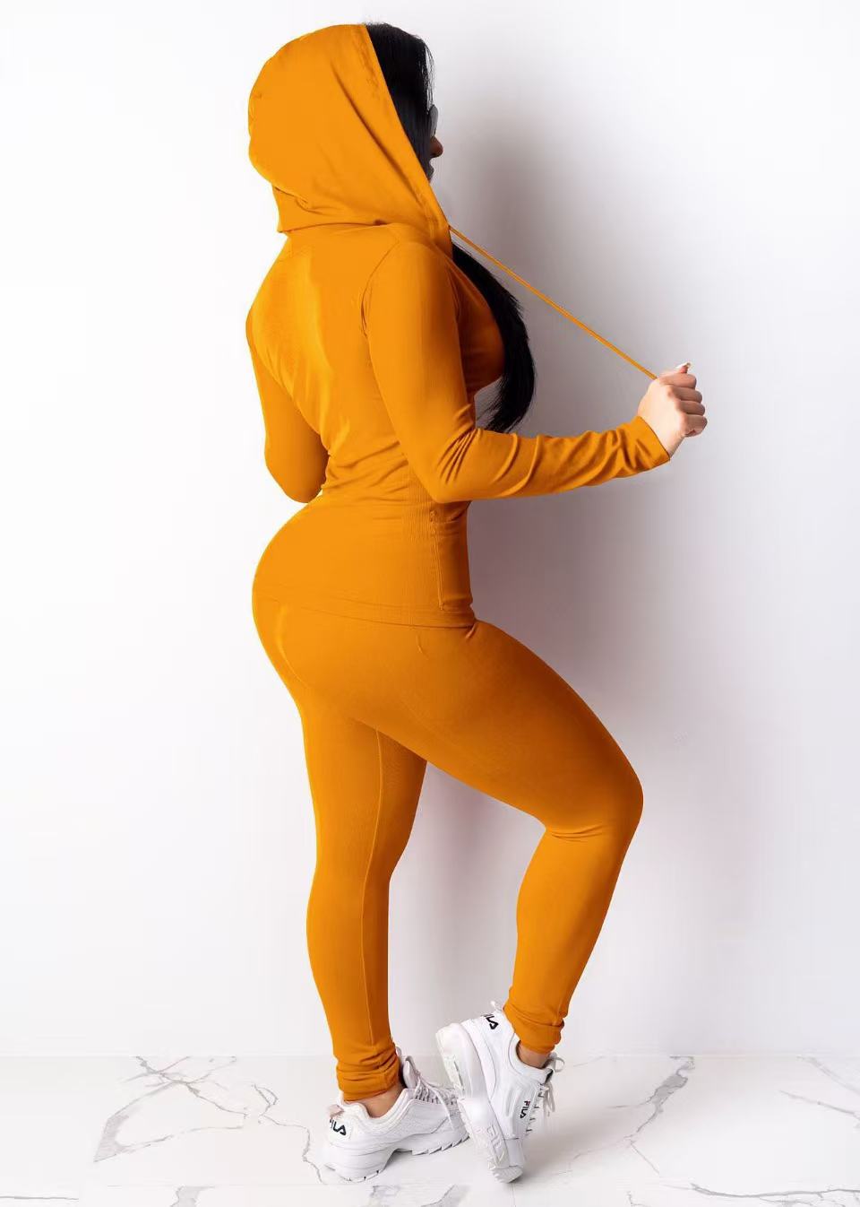 Women jogging suit fall winter tracksuits long sleeve jacket+pants solid color two piece set casual plus size 2XL outfits sweatsuits 4204