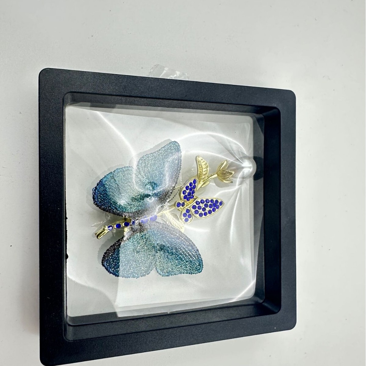 Women Jewerlry Designer New Chinese Retro Blue Butterfly Brooch with Faux Pearl Pin for Women High-end Elegant Fashion Brooch for Suit Wedding Party A