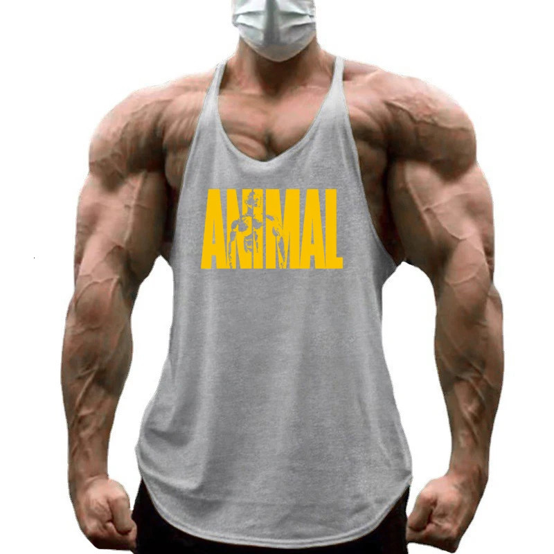 Running Vests Mens ANIMAL Letters Printed Gym Stringer Tank Tops Cotton Bodybuilding Sleeveless Singlets Muscle Fitness Clothing 260423